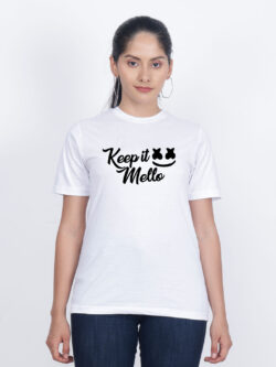 White Cotton Keep it Mello Women T-shirt