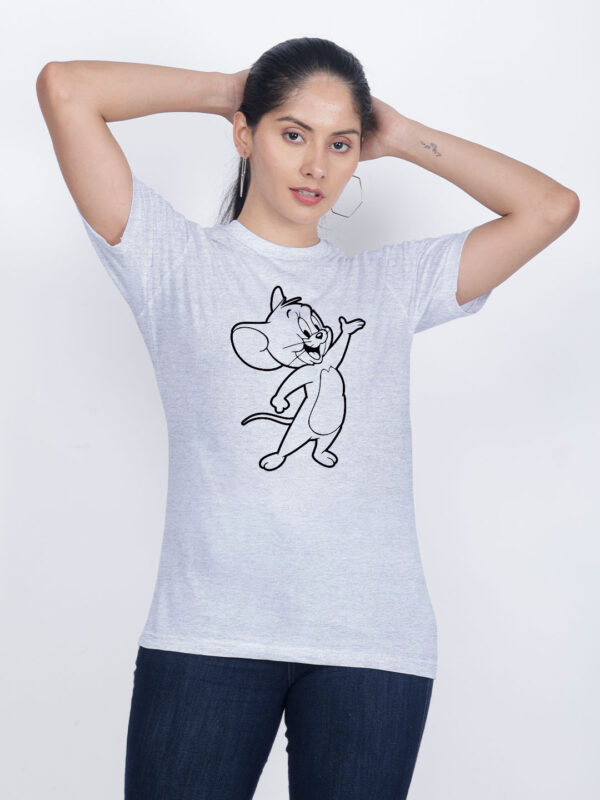 Grey Cotton Cute Jerry Women T-shirt