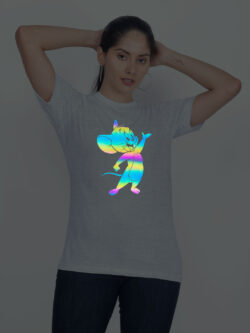 Grey Cotton Cute Jerry Rainbow Women T-shirt