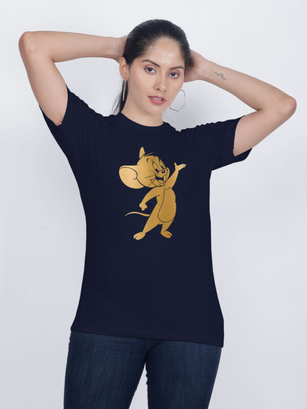 Nblue Cotton Cute Jerry Gold Printed Printed Women T-shirt