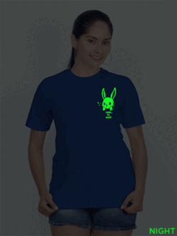 Rblue Cotton Cute Rabbit OMG Glow in Dark Women T-shirt