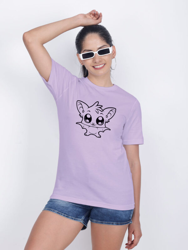 Lavender Cotton Halloween Cute Bat Women T-shirt