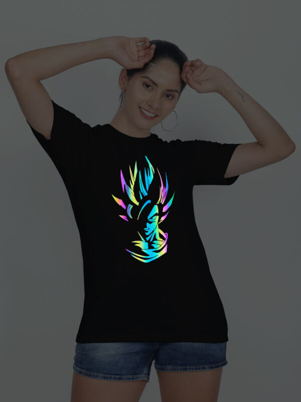 Black Cotton Goku Rainbow Women T-shirt