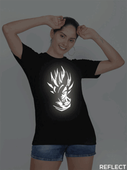 Black Cotton Goku Reflective Women T-shirt