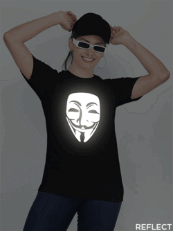 Black Cotton Hacker Face Reflective Women T-shirt