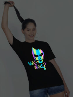 Black Cotton Joker Rainbow Women T-shirt