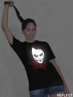 Black Cotton Joker Reflective Women T-shirt