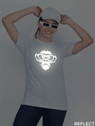 Grey Cotton Monkey Face Reflective Women T-shirt
