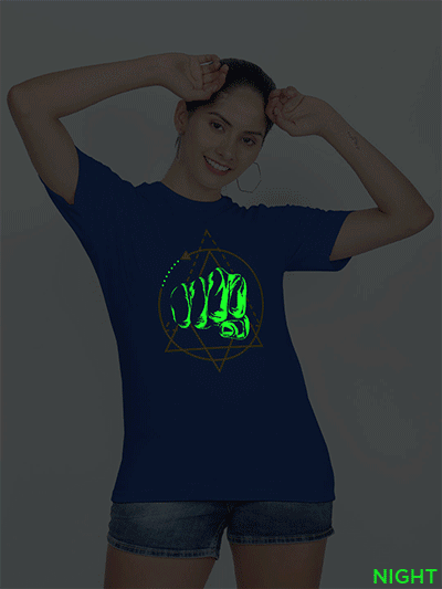 Rblue Cotton Punch Materix Glow in Dark Women T-shirt