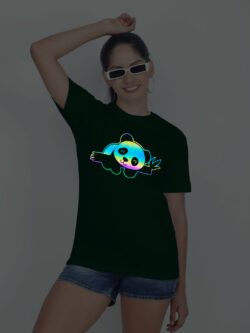 Bgreen Cotton Cute Lazy Panda Rainbow Women T-shirt