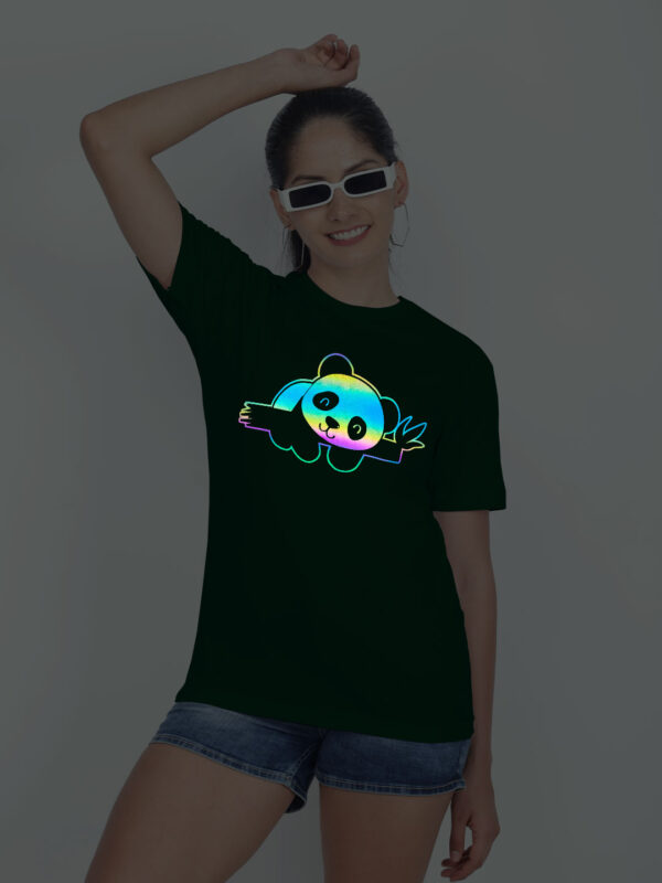 Bgreen Cotton Cute Lazy Panda Rainbow Women T-shirt