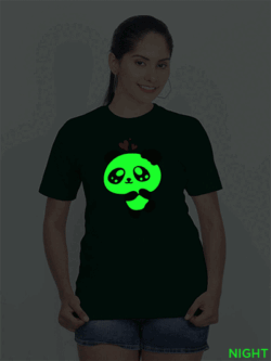 Bgreen Cotton Lovely Panda Glow in Dark Women T-shirt