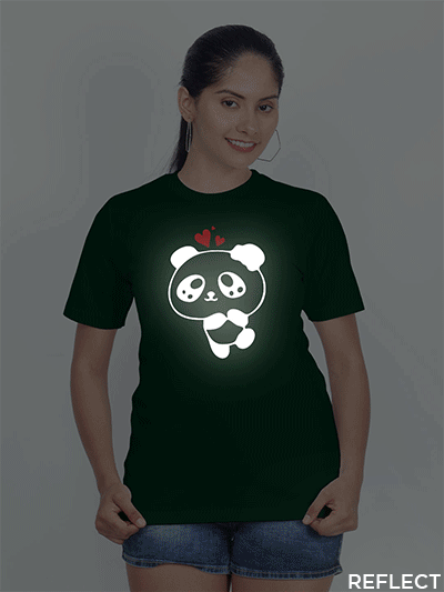 Bgreen Cotton Lovely Panda Reflective Women T-shirt