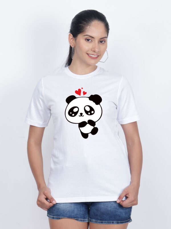 White Cotton Lovely Panda Women T-shirt