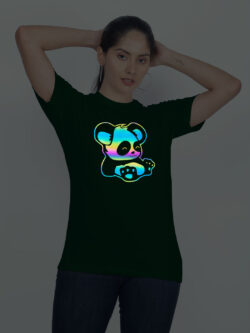 Bgreen Cotton Lazy Panda Rainbow Women T-shirt