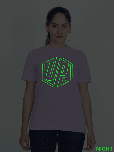 Lavender Cotton Never Give Up Glow in Dark Women T-shirt