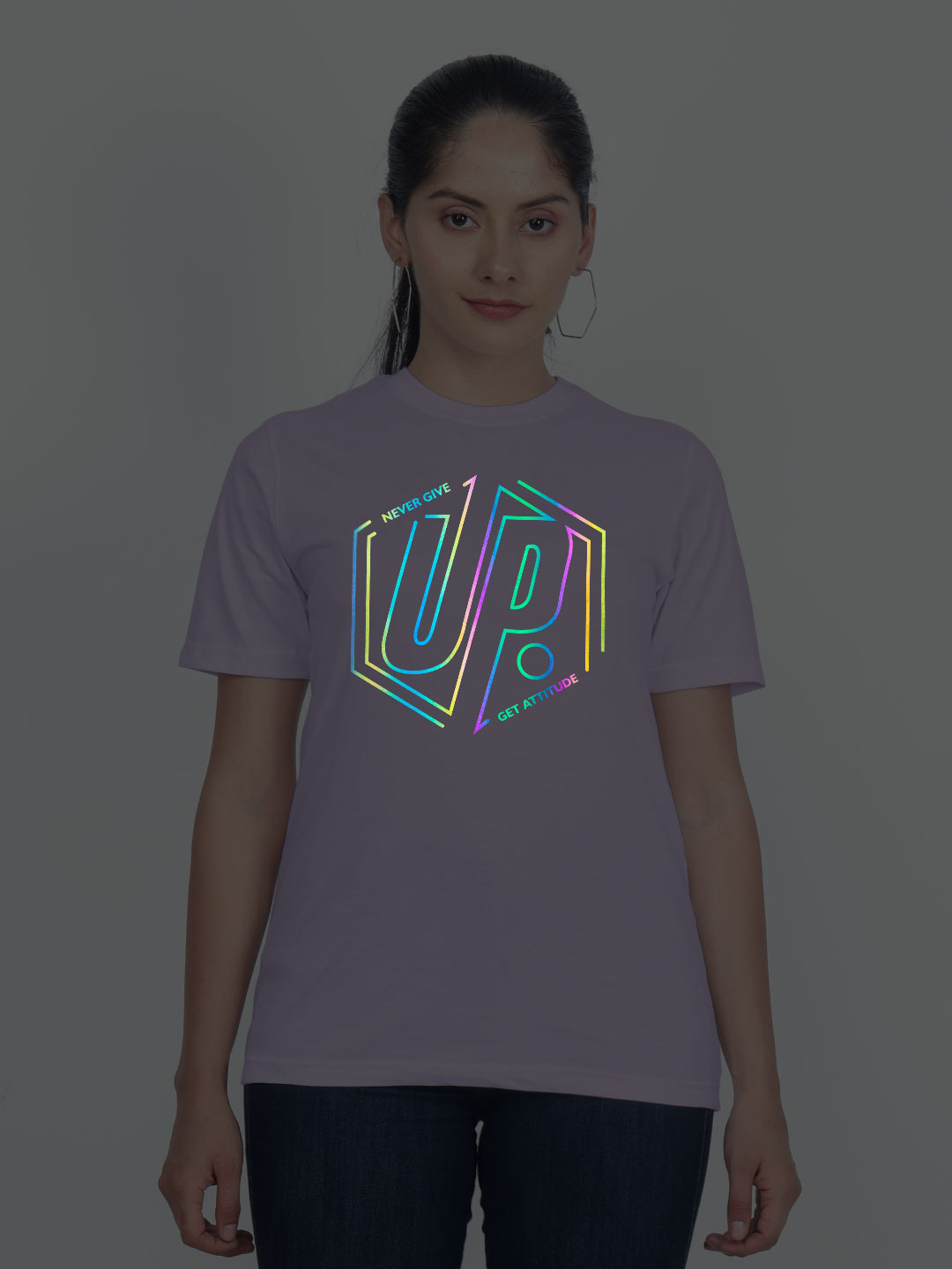 Lavender Cotton Never Give Up Rainbow Women T-shirt