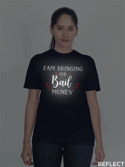 Nblue Cotton Bringing the Bail Money Reflective Women T-shirt