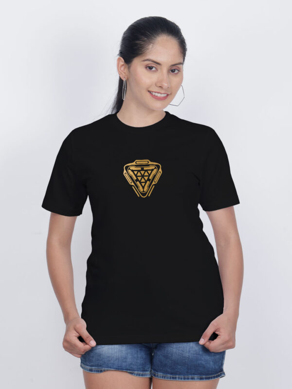 Black Cotton ArcReactor Gold Printed Printed Women T-shirt