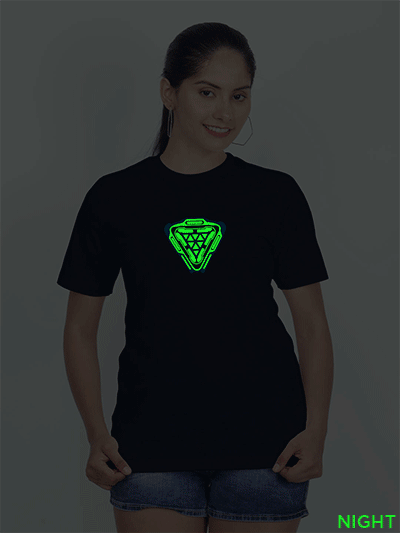 Nblue Cotton ArcReactor Glow in Dark Women T-shirt