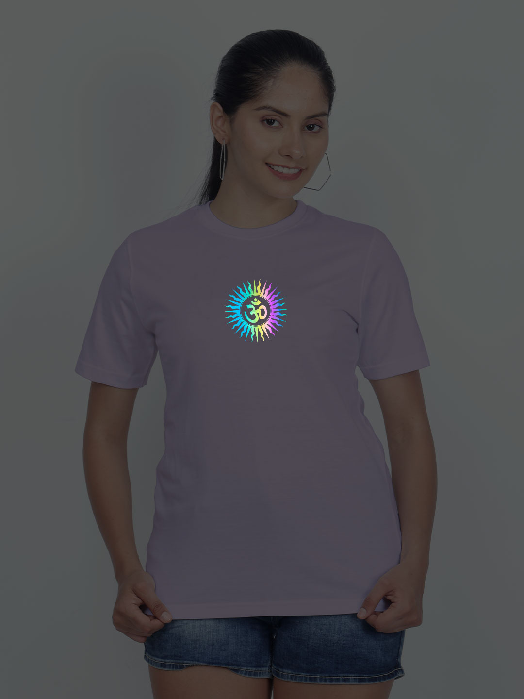 Lavender Cotton Om Rainbow Women T-shirt