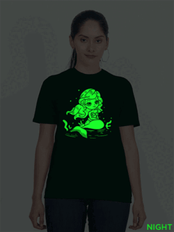 Bgreen Cotton Mermaid Glow in Dark Women T-shirt
