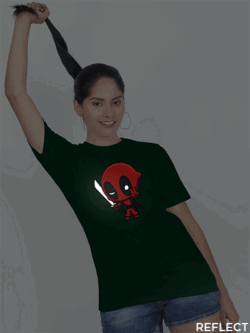 Bgreen Cotton Victory Deadpool Reflective Women T-shirt