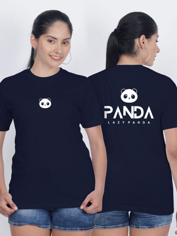 Nblue Cotton Lazy Panda Face Women T-shirt