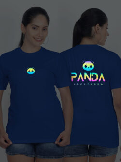 Rblue Cotton Lazy Panda Face Rainbow Women T-shirt