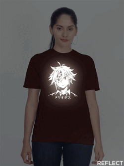 Maroon Cotton Meliodas Anime Reflective Women T-shirt