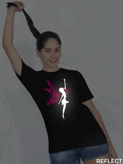 Black Cotton Angel Reflective Women T-shirt