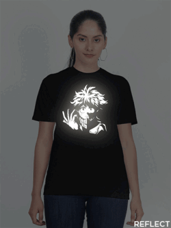 Black Cotton Boku Anime Reflective Women T-shirt