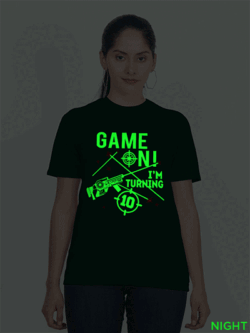 Bgreen Cotton Laser Tag Game in Glow in Dark Women T-shirt