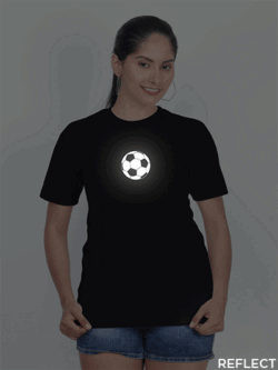 Black Cotton Football Reflective Women T-shirt