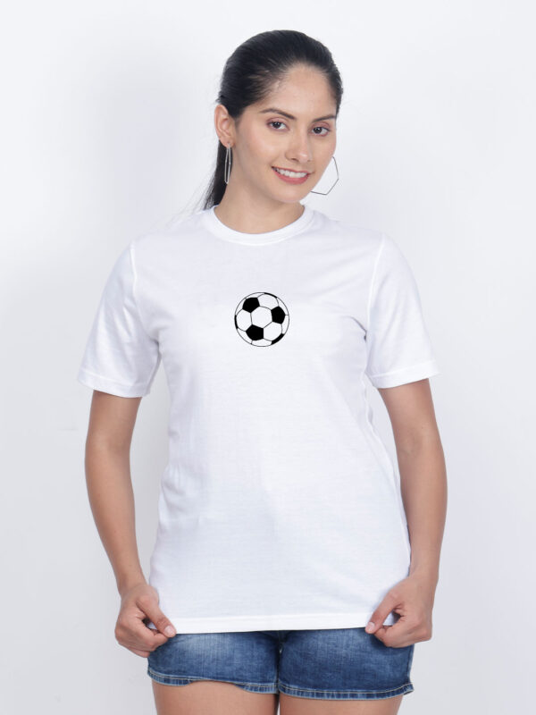 White Cotton Football Women T-shirt