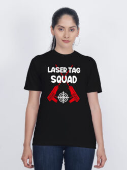 Black Cotton Laser Tag Squad Women T-shirt