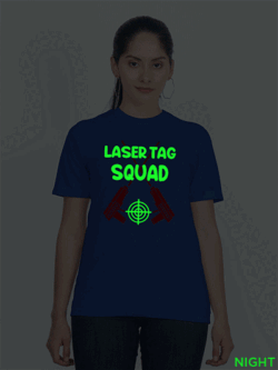Rblue Cotton Laser Tag Squad Glow in Dark Women T-shirt