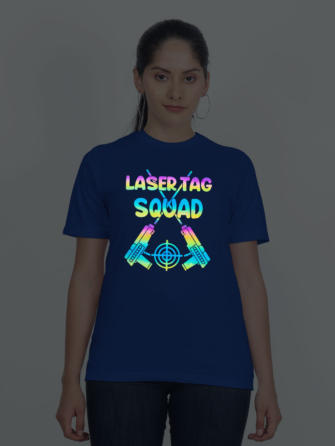 Rblue Cotton Laser Tag Squad Rainbow Women T-shirt