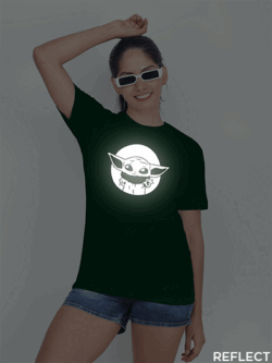 Bgreen Cotton Cute Baby Yoda Reflective Women T-shirt