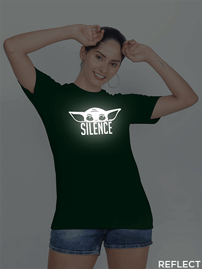 Bgreen Cotton Silence Yoda Reflective Women T-shirt
