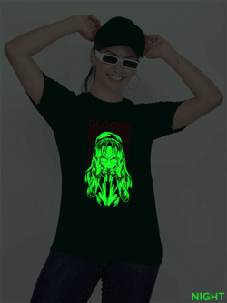 Bgreen Cotton Gloomy Glow in Dark Women T-shirt