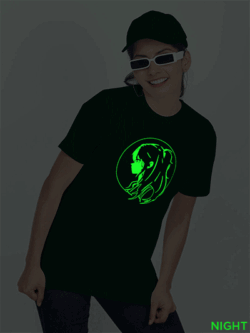 Bgreen Cotton Anime Girl Glow in Dark Women T-shirt