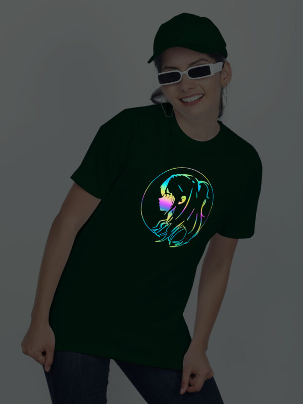 Bgreen Cotton Anime Girl Rainbow Women T-shirt