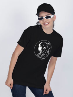Black Cotton Anime Girl Women T-shirt