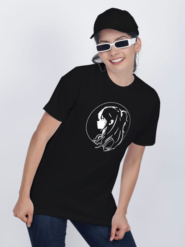 Black Cotton Anime Girl Women T-shirt