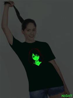 Bgreen Cotton Cute Anime Girl Glow in Dark Women T-shirt