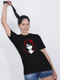 Black Cotton Cute Anime Girl Women T-shirt