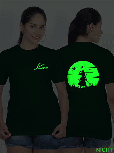 Bgreen Cotton Zoro Glow in Dark Women T-shirt