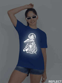 Rblue Cotton Monkey D.Luffy Reflective Women T-shirt