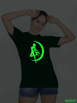 Bgreen Cotton Sailor Moon Glow in Dark Women T-shirt